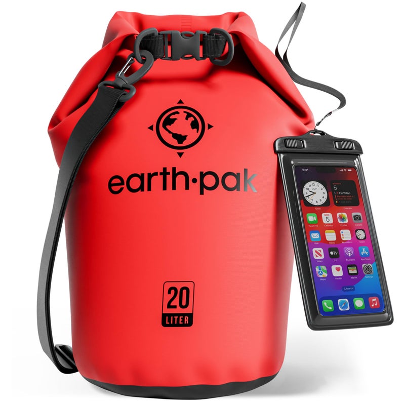 Earth Pak Waterproof Dry Bag - Roll Top Waterproof Backpack Sack Keeps Gear Dry for Kayak with Waterproof Phone Case - Image 1